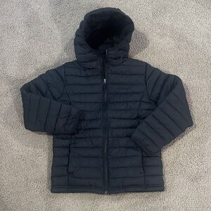 Kids Black Puffer Jacket with Hood-thermal lining
